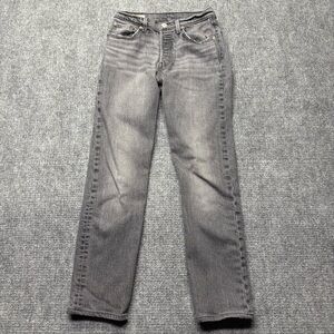 Levis Premium 501 Jeans Womens 25x29 Gray Original Straight Button Fly Big E